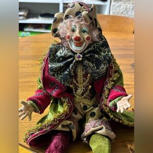 Vintage 90s posable holiday clown jester